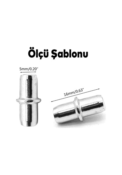 Raf Pimi Cam Ahşap Metal Raf Tutucu Çivisi Mobilya Dolap Pimi Metal (50 ADET)