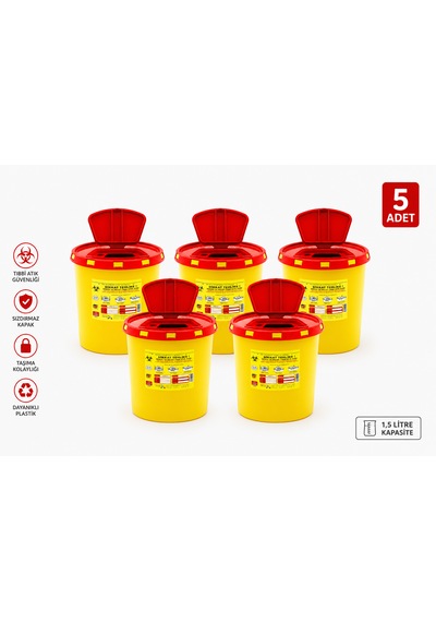 1,5 Lt Tıbbbi Atık Kutusu 5 Adet