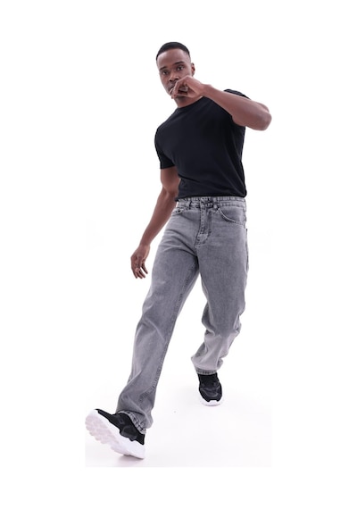Freemen Erkek Baggy Bol Kesim Kot Pantolon Gri