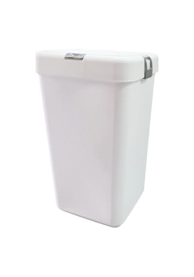 Gümüş Tekli Dokunmatik Çamaşır Sepeti Çöp Kovası Temizlik Kovası Kirli Sepet 40 Litre-mt008 Beyaz