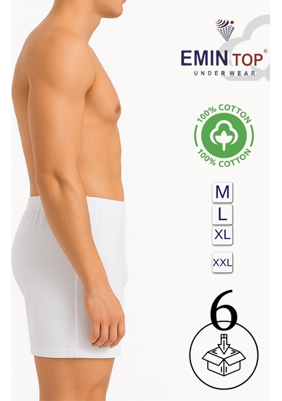 Mercan Erkek Boxer Short 6'lı - Beyaz Boxer Şort