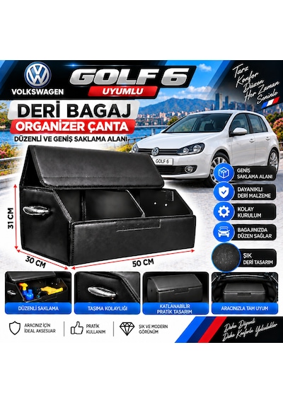 Volksvogen Golf 6 Uyumlu Oto Bagaj Organizeri Deri Bagaj Kutu Çanta 1