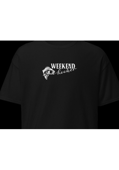Wildstyle Weekend Forecast Fishing Balıkçılık Hafta Sonu Baskılı Unisex Bisiklet Yaka Pamuklu Tişört