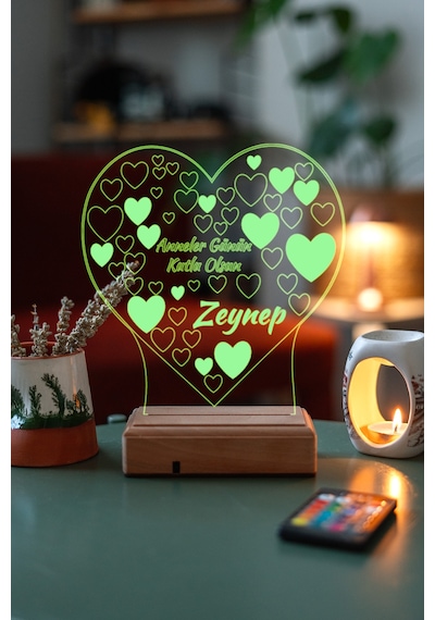 Anneler Günü Hediye Kalp 3D Masaüstü Led Lamba