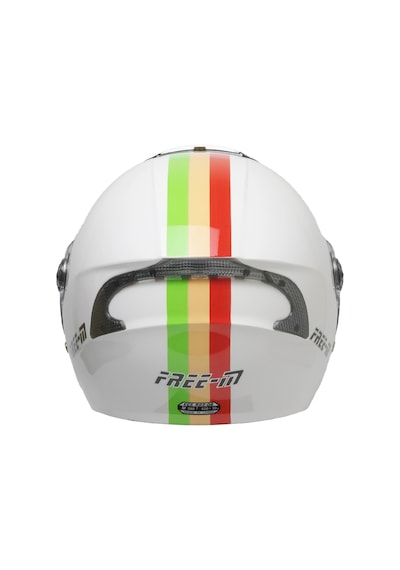 Free-m 618 Yarım Kask İtalyan Güneş Vizörlü Beyaz-yeşil-kırmızı