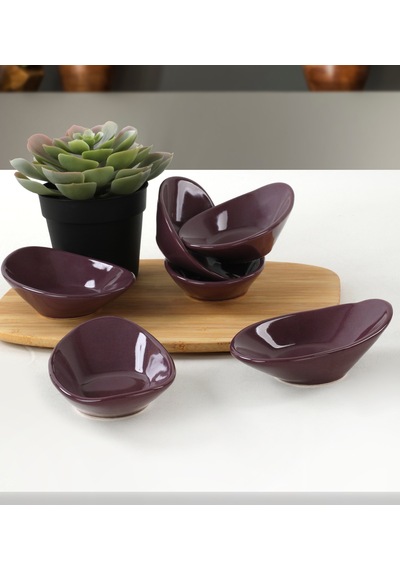 Keramika Mor Dalga Çerezlik Sosluk 12 CM 6 Adet