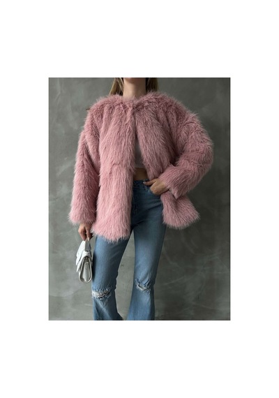 Verymoda Suni Kürk Ceket F1608 Pudra