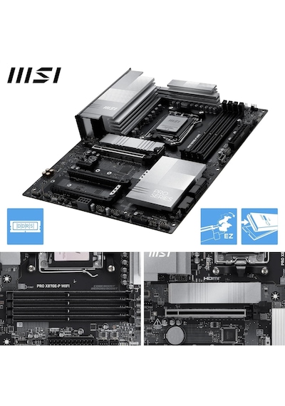 Msı Pro X870e-p Wıfı Am5 Ddr5 8200mhz Oc 3x M.2 Usb4 Gbps Hdmı 5g Lan Wıfı 7 Rgb Atx Sku: Smg8690010080691