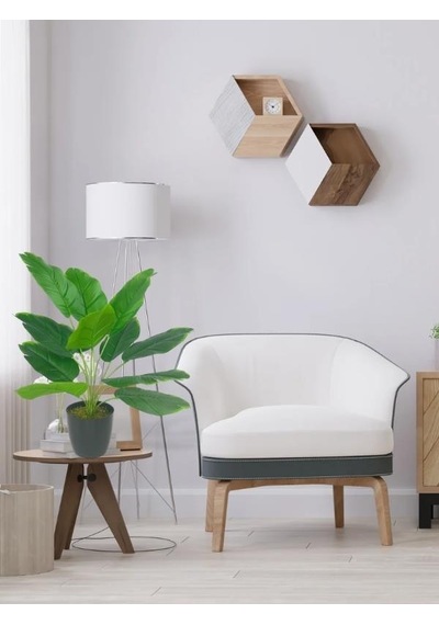 Yapay Çiçek Saksıda Yeşil Muz Yapraklı 12dal 50cm Salon Çiçeği Yapay Bitki