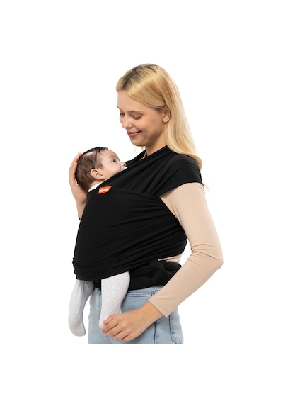 Noone Siyah Wrap Sling, Ergonomik Bebek Taşıma Şalı
