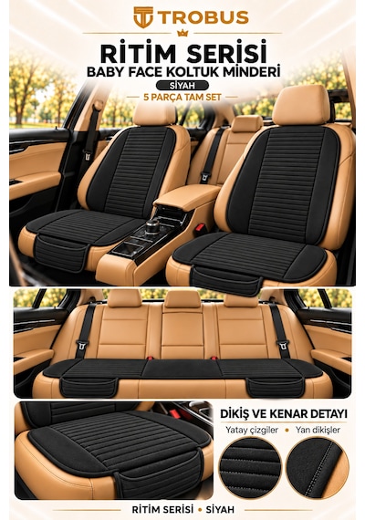 Trobus Ritim Nissan Qashqai 2007-2013 Baby Face 5'li Koltuk Minderi Siyah