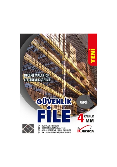 Gri Çocuk Güvenlik File 2.5x12 M 4mm Kalın İp, 5x5cm Göz Aralığı