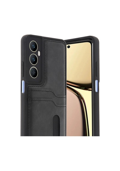 Realme C65 Sara Kartvizitli Deri Kılıf - Siyah 0.2M-Çok Renkli