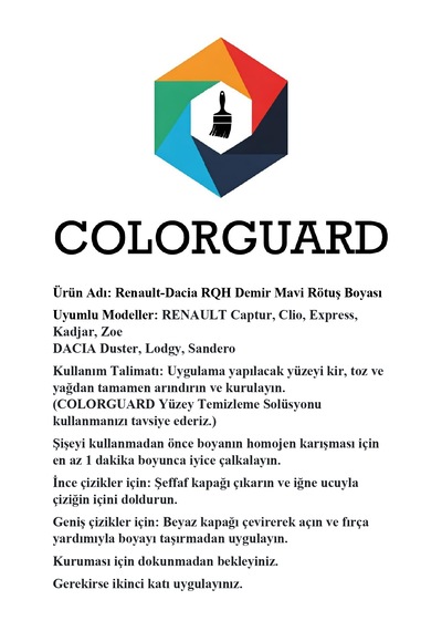 Renault & Dacia Rqh Demir Mavi İğneli Ve Fırçalı 2 Si 1 Arada Özel Tasarım Şişe Rötuş Boyası