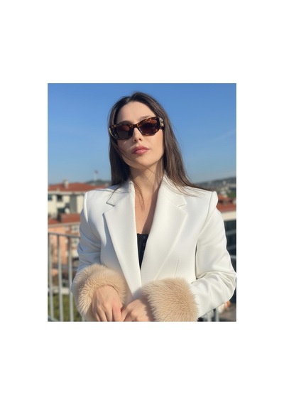Mollycrush Kadın Bej Kürk Kol Manşeti Kışlık Trend Aksesuar Bej