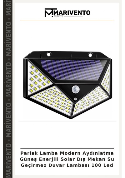 Parlak Lamba Modern Aydınlatma Güneş Enerjili Solar Dış Mekan Su Geçirmez Duvar Lambası 100 Led