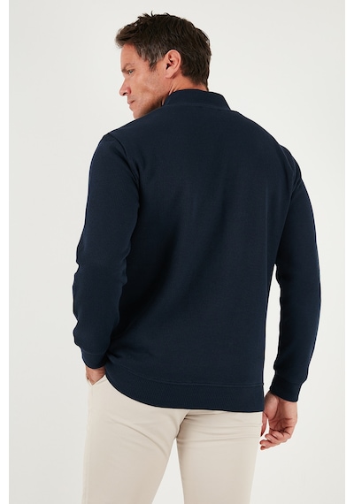 Buratti Pamuklu Relaxed Fit Yarım Fermuarlı Sıfır Yaka Örme Erkek Sweat 5901076 Lacivert
