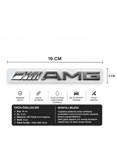 Mercedes Amg Bagaj Logo Amblem Krom Premium Tasarım 0