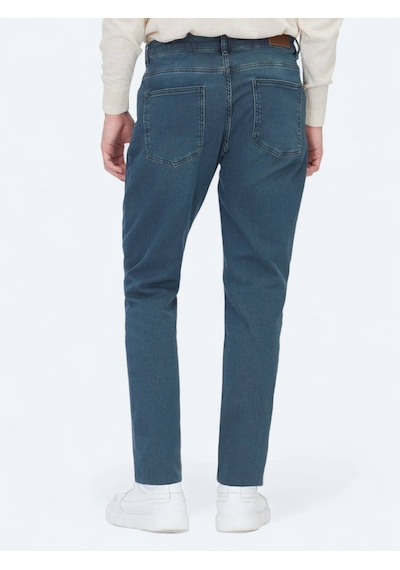 Petrol Slim Fit Denim Pamuk Karışımlı Pantolon Petrol
