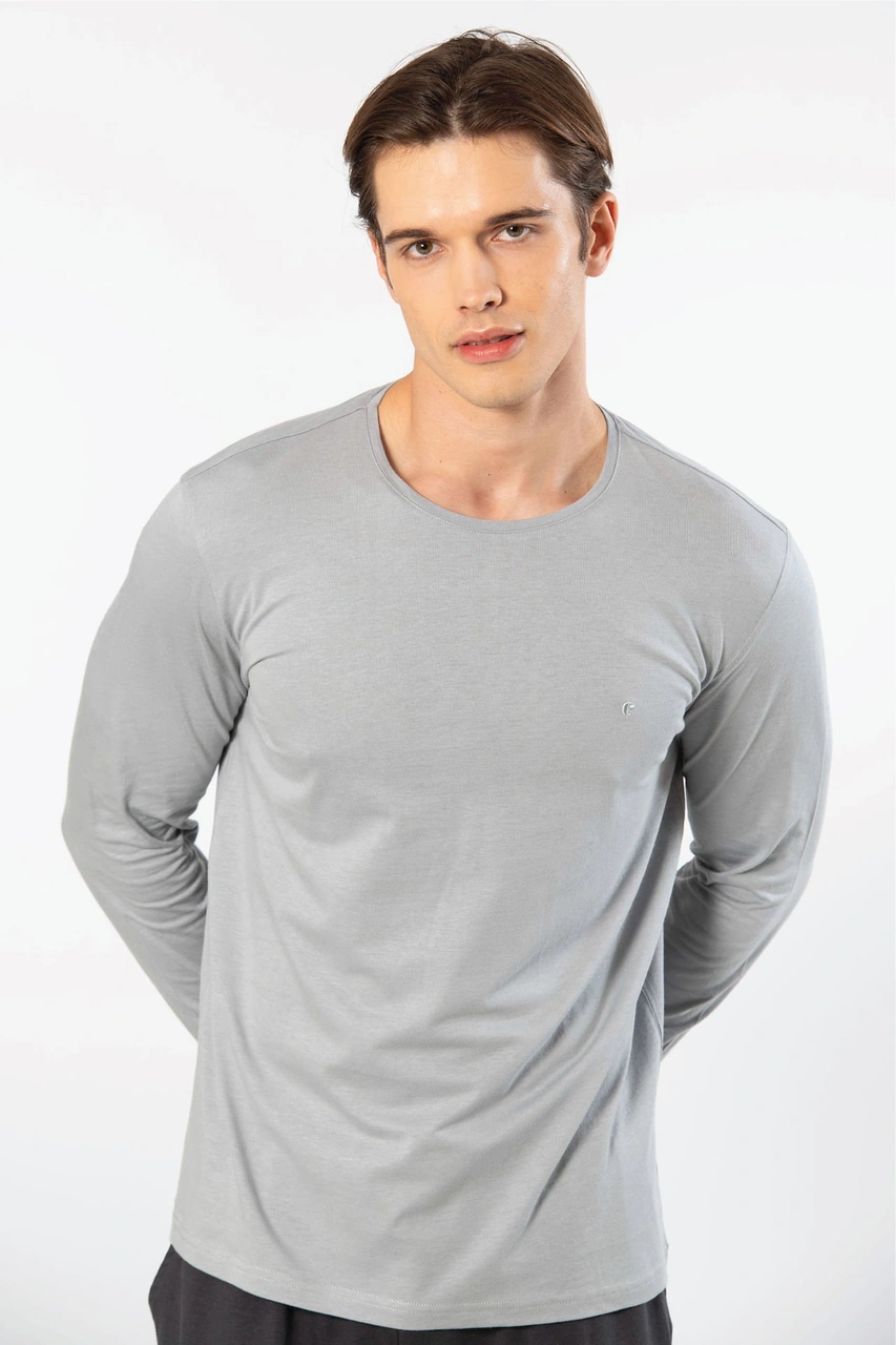 Cacharel Erkek Modal Pamuk Bisiklet Yaka T-shirt 2242/gri Gri