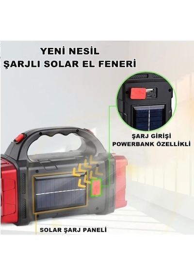Güneş Enerjili Işıldak Solar Şarjlı 25w Aydınlatma Cihazı 4 Mod K