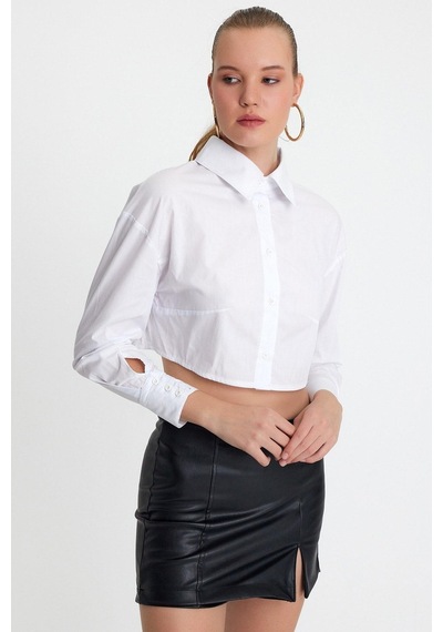 Quhox Kadın Regular Fit Gömlek Beyaz