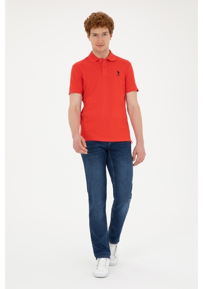 U.S. Polo Assn. Erkek Slim Fit Polo Yaka Kırmızı Basic Tişört 50279613-VR030