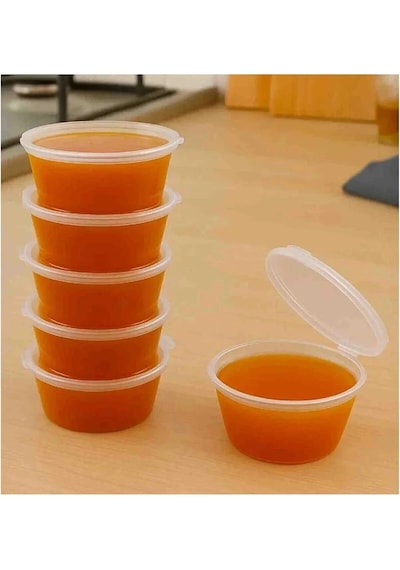 50 Adet Sızdırmaz 120 Ml Mini Saklama Kabı Sosluk Buzluk Kabı, Et Suyu, Kemik Suyu, Sos Kabı Şeffaf