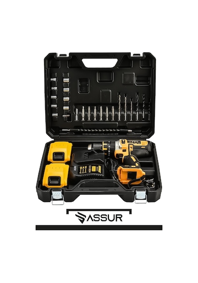 Assur Plus 21V Metal Şanzıman Çift Akülü Şarjlı Darbeli Matkap - 2516