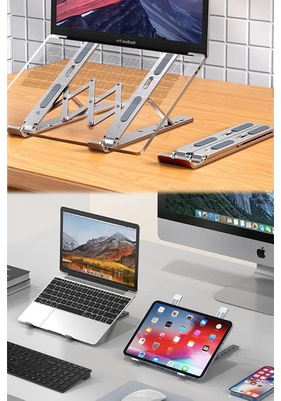 Lexroo Dizüstü Laptop Yükseltici Alüminyum Stand, Tek Beden, Chrmk12967, Gümüş, Erkek
