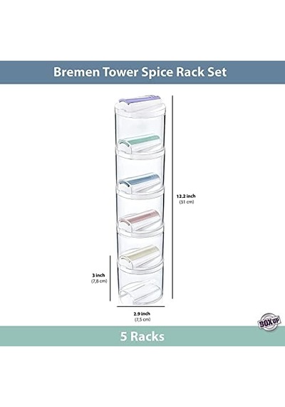Bremen 5 Li Baharatlık Seti, Baharat Seti 5 Adet Akrilik Renkli Geçmeli 5&apos Li Bremen Baharatlık Seti Açık Bej