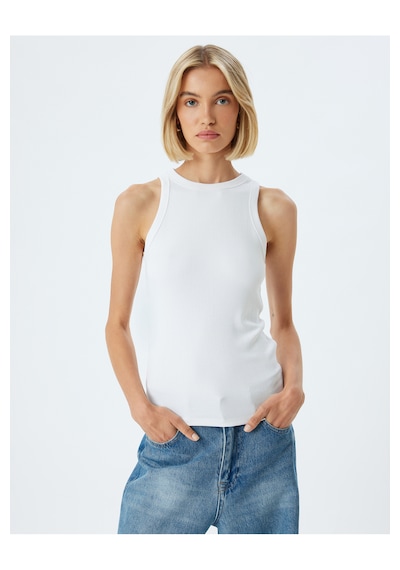 Koton Halter Yaka Atlet Modal Kumaş Dokulu Beyaz 4sak10969ek Beyaz