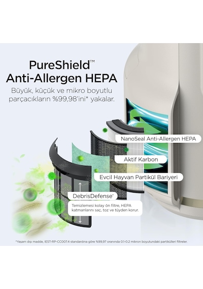 Shark Neverchange5 Air Purifier Compact Pro Quartz Beyaz