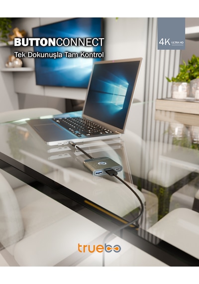 Truebo ButtonConnect 3in1 Aç/kapa Tuşu HDMI Hub