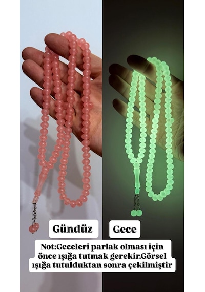 Kedi Gözü Fosforlu 99 Luk Toz Kehribar Benzetme Namaz Tesbihi Hediyelik Tesbih Ks1642