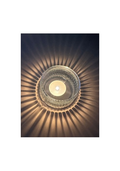 Exemumluk Minimalist Çizgili Cam Tealight Mumluk Modern Ve Şık Dokunuş Bej