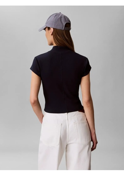 Calvin Klein Ss Woven Label 2x2 B, Cef Lacivert Kadın T-shirt