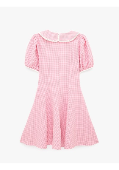 Koton Kısa Balon Kollu Geniş Bebe Yaka Pötikareli Mini Kloş Elbise Pembe Ekose 6sak80247ew Pembe Ekoseli