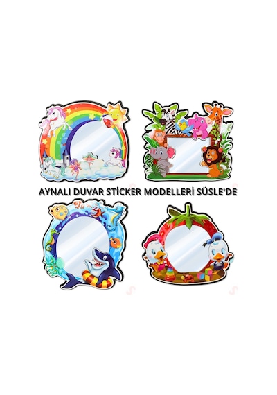Unicorn Aynalı Duvar Stickerı, 33cm X 30cm 1+