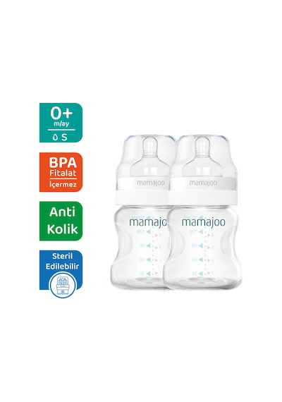 Mamajoo Antikolik Biberon Seti 150 Ml 0 Ay+ Yavaş Akışlı, İkili