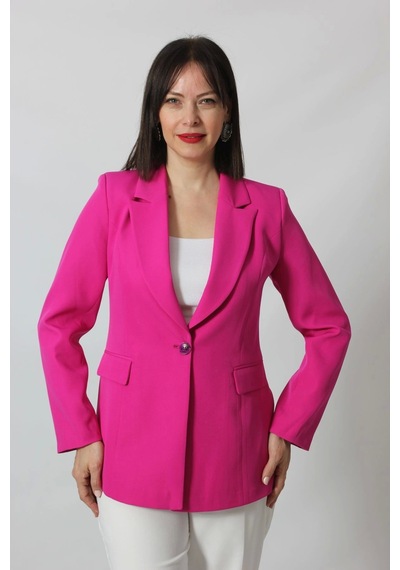 Moda Berray 1905 Fuşya Kadın Büyük Beden Blazer Ceket Fuşya