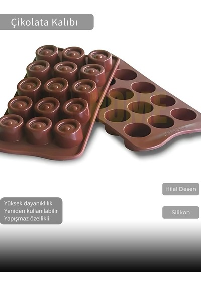 Hilal Desen Çikolata Kalıbı Bpa Free Buz Kalıbı Silikon Tatlı Kalıbı Yapışmaz Kalıp Kahverengi