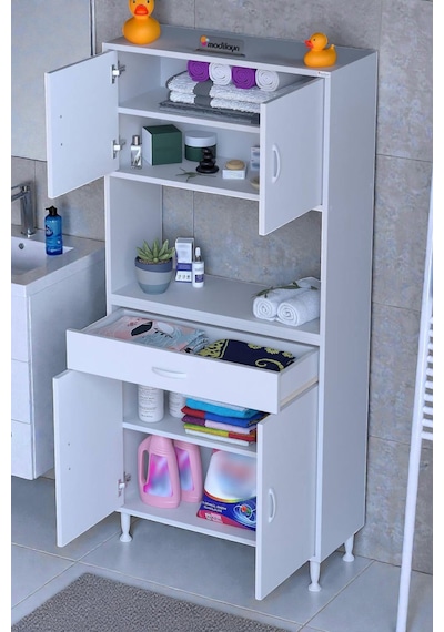 Eliusta Nordi 4 Kapak 2 Raflı Beyaz Dolap 85x173x32,5 Cm Çekmeceli Çok Amaçlı Banyo/mutfak Dolabı Beyaz Eliusta Nordi 4 Kapak 2 Raflı Beyaz Dolap 85x173x32,5 Cm Çekmeceli Çok Amaçlı Banyo/mutfak Dolabı Beyaz