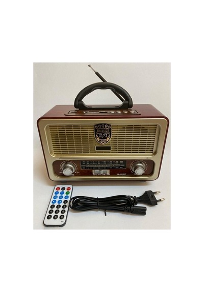 Meier M-111bt Açık Renk Nostaljik Radyo Ahşap Görünümlü Bluetooth Hoparlör Fm Sd Kart Usb Girişi