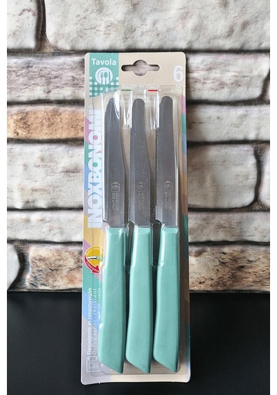Inoxbonomı Tırtıklı Meyve Bıçağı -6 Adet -pastel Yeşil- Made İn İtaly Siyah
