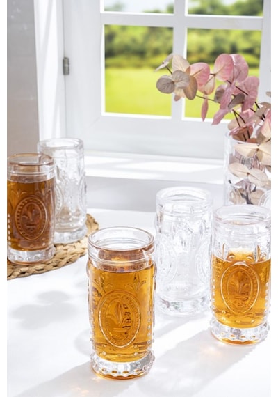 Selen Concept Fleur De Lis Model El Yapımı Cam Bardak 4'lü Set Şeffaf