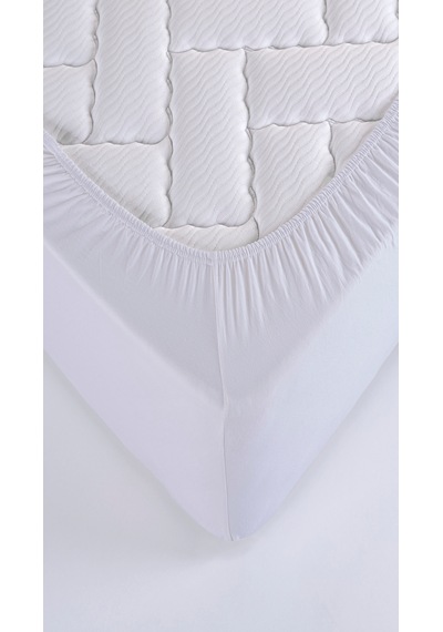 Penye Lastikli Çarşaf, 160 200 Çift Kişilik %100 Pamuk Örme Kumaş, 145 Gr/m² Beyaz