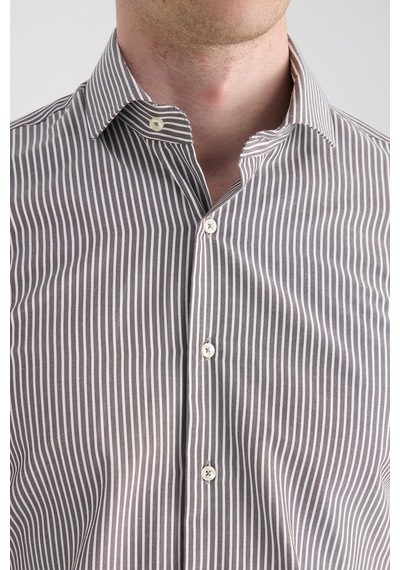 D'S Damat Ds Damat Slim Fit Kahverengi Çizgili Gömlek 5hf02hd01186m Çok Renkli