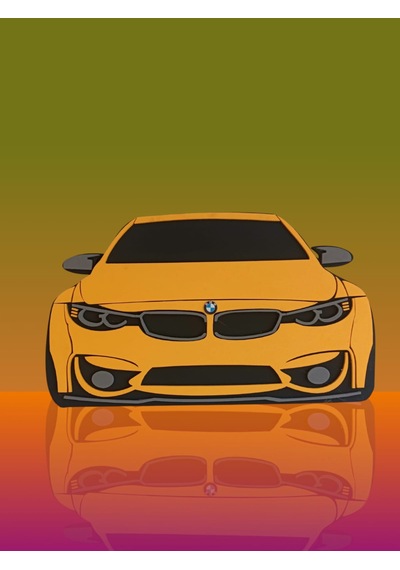 Bmw Araba Duvar Süsü Strafor Tablo Duvar Aksesuarı Strafor Tablo Sarı