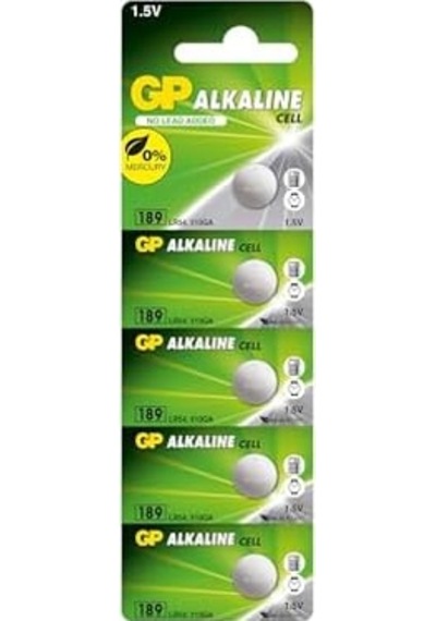 Gp Batteries Gp189 Lr54/189/v10ga Boy Alkalin Düğme Pil, 1.5 Volt, 5&apos Li Kart